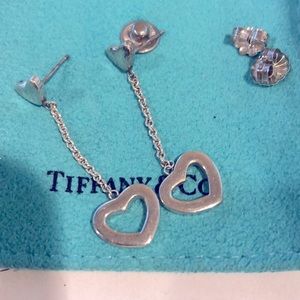 Tiffany & Co by Elsa Peretti dangle post Open Heart Earrings  Authentic retired